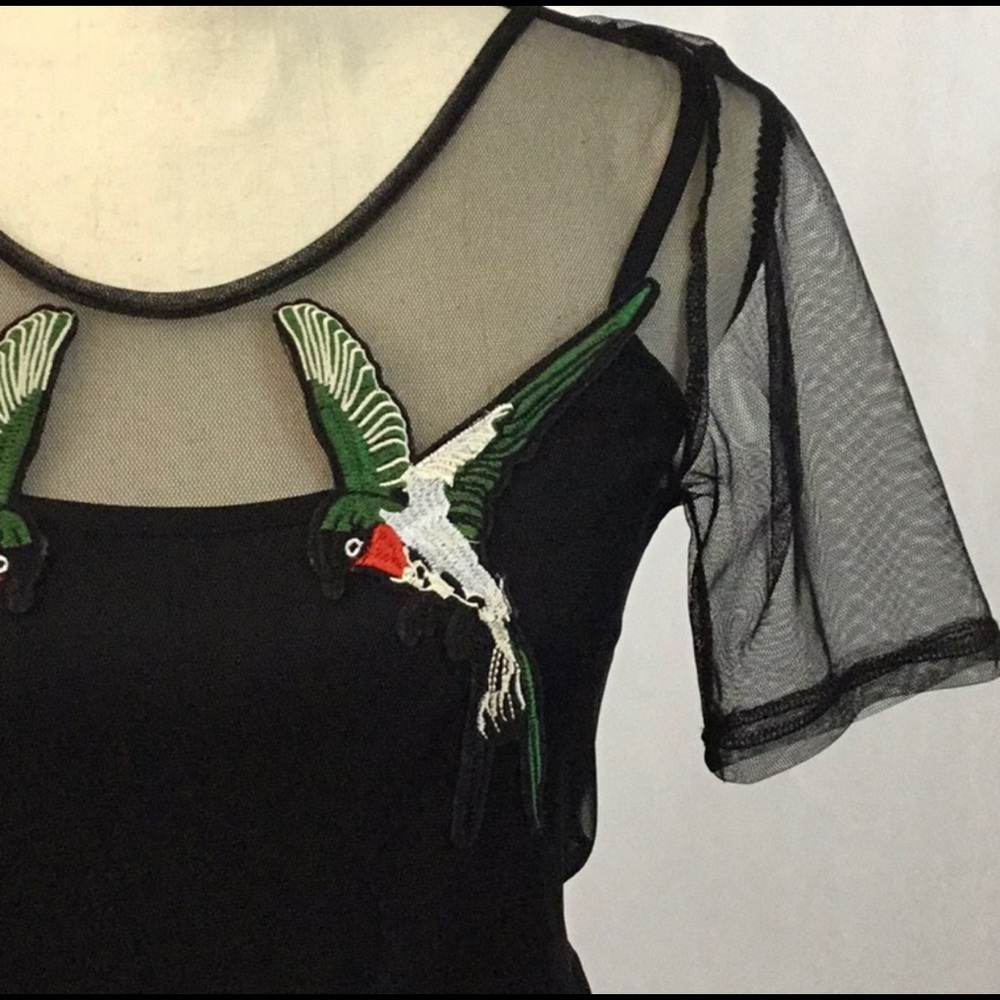 Black Slip Dress with Overlay - Picture 4 of 4